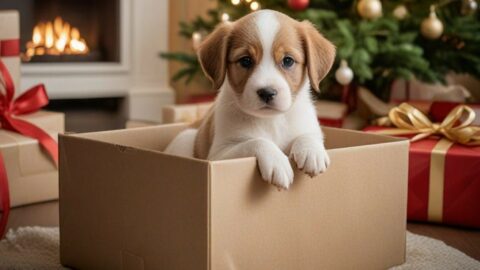 Un chiot au pied du sapin pour Noël… Que lui donner à manger ?